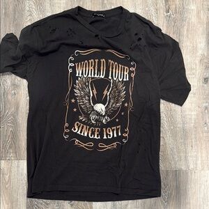 Zutter Black distressed Graphic Tee with Eagle Design sz s